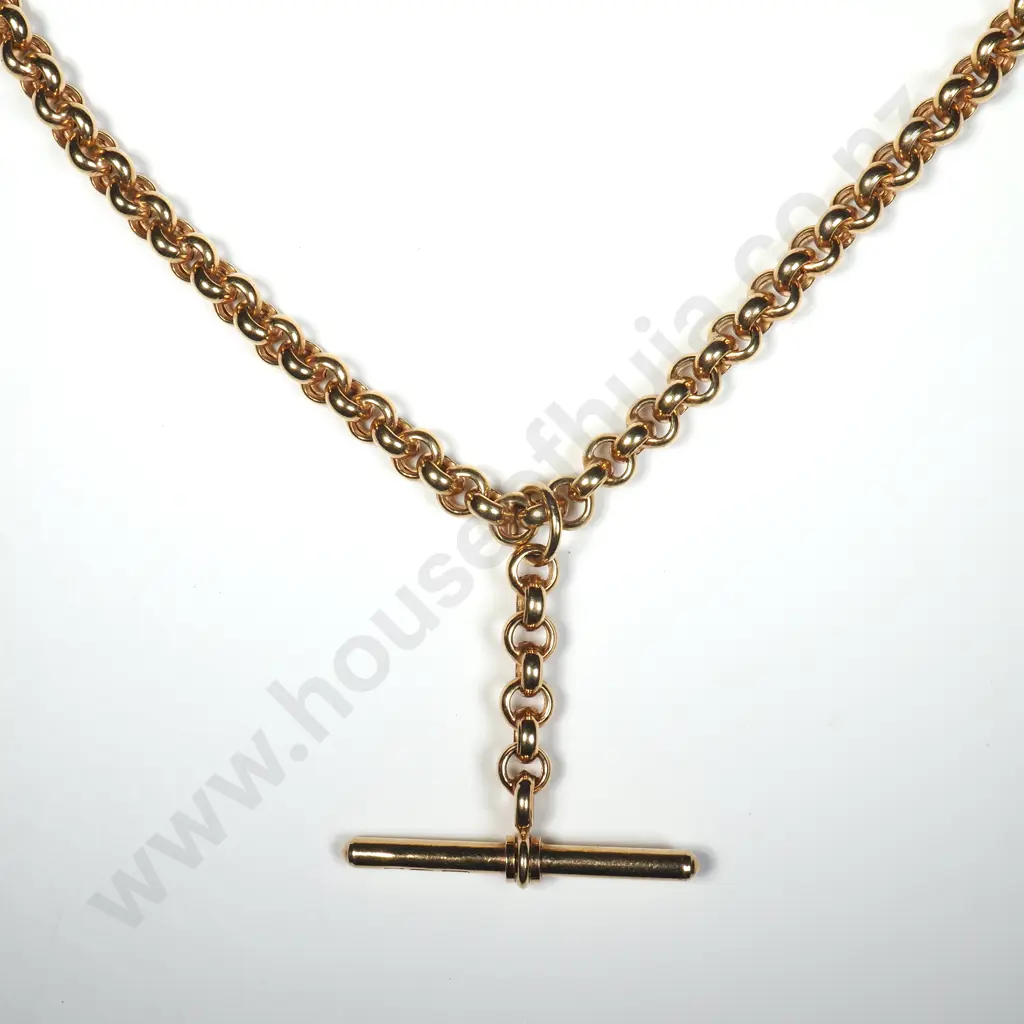Italian 9ct Gold Belcher T Bar Necklace Image 1++