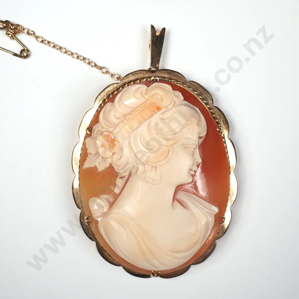 Vintage 9ct Gold Cameo Brooch Image 1++