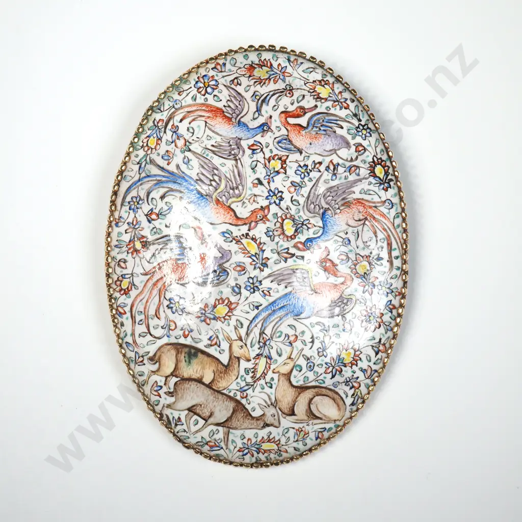 Antique Gold Mounted Painted Scene Porcelain Brooch - Signed Vicotria Image 1++