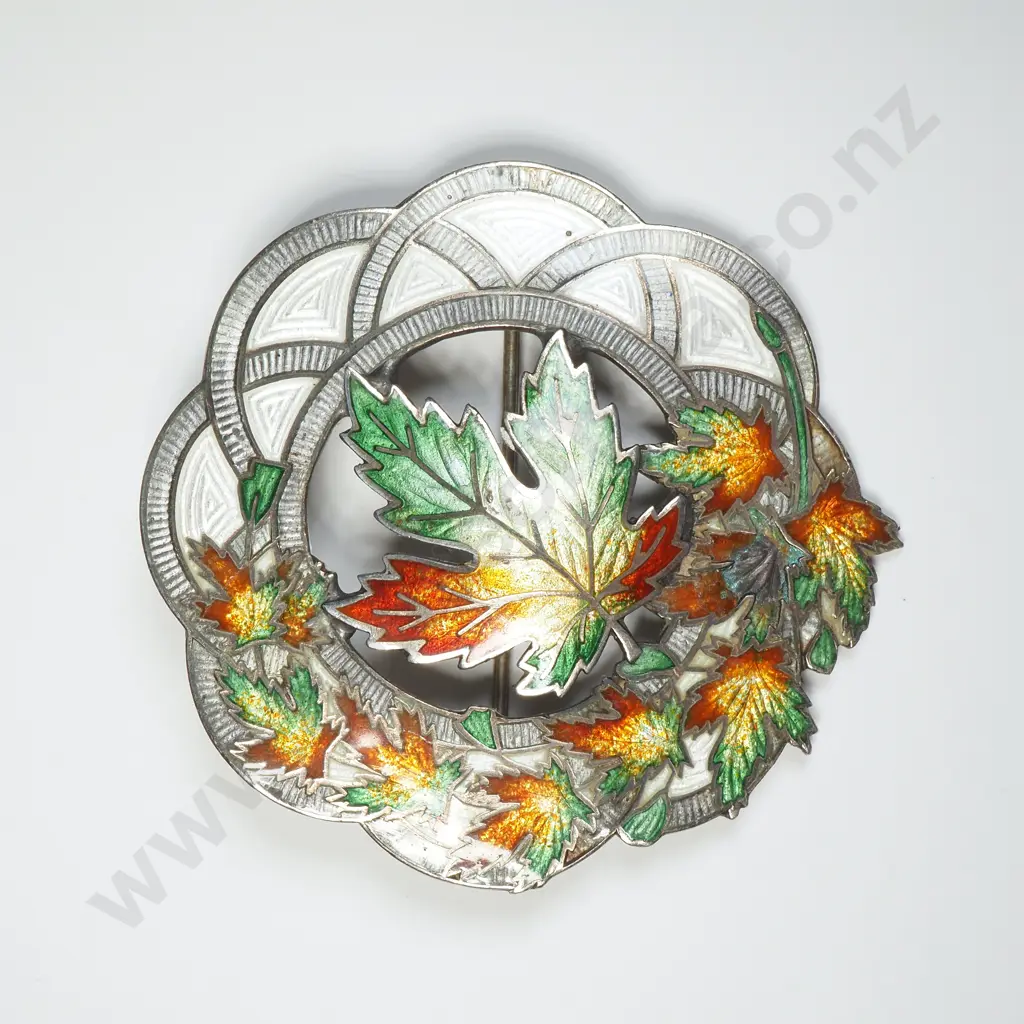 Sterling Silver & Enamel Canada Brooch Image 1++