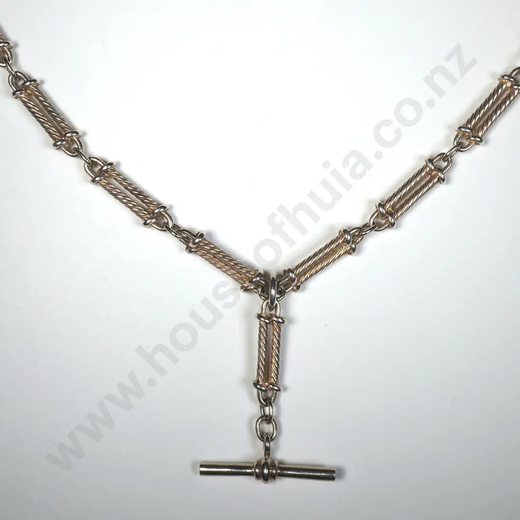 Sterling Silver Fancy Link Fob Chain w T Bar Image 1++
