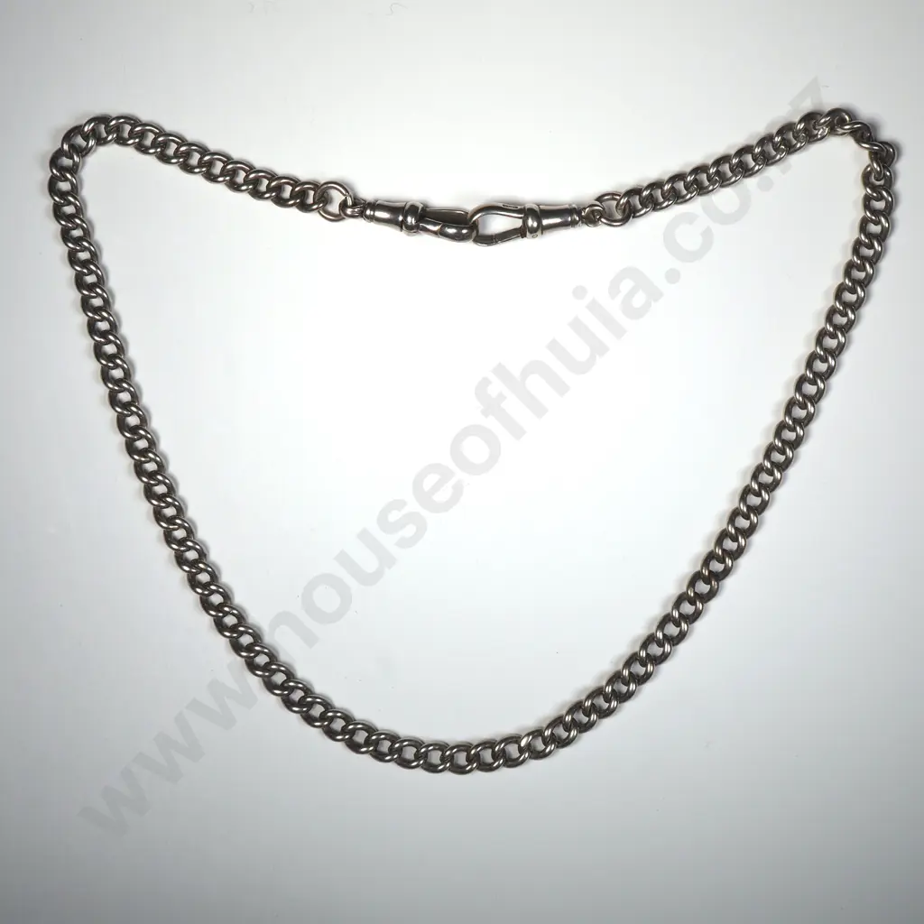 Antique Sterling Silver Fob Chain Necklace Image 1++