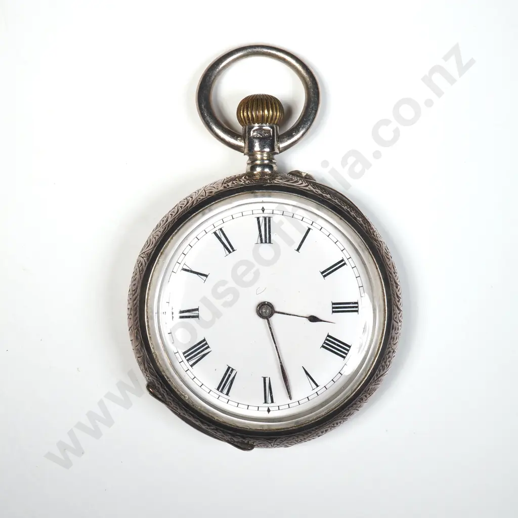 1883 Sterling Silver Open faced Pocket Watch Image 1++