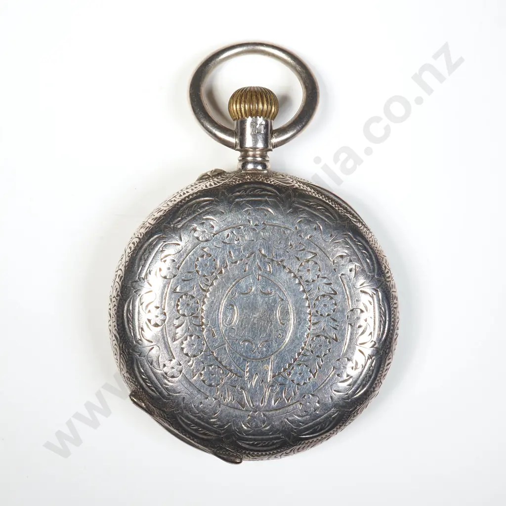 1883 Sterling Silver Open faced Pocket Watch Image 1++