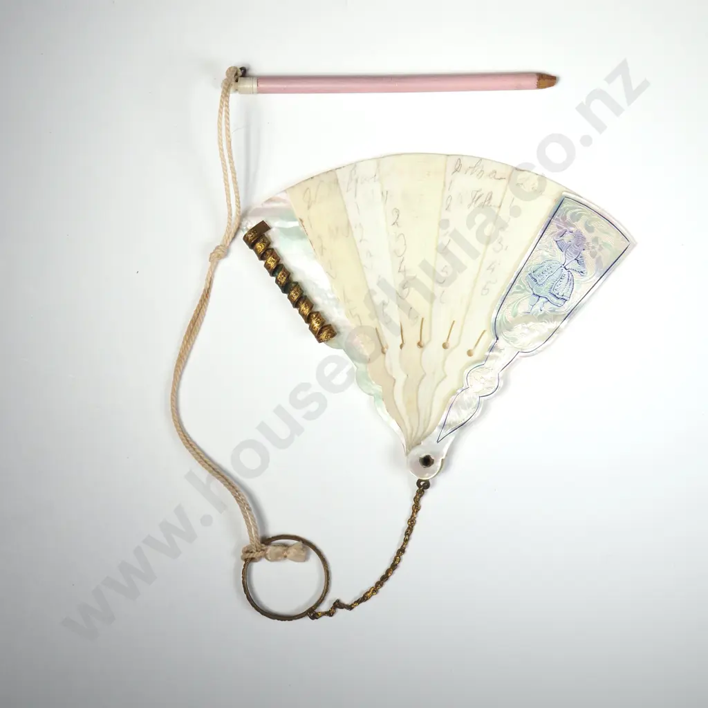 Antique Mother of Pearl & Ivory Dance Card Pendant Image 1++