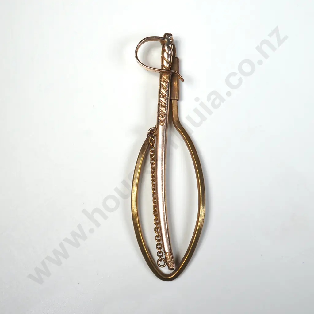 Brass & 9ct Gold Sabre Tie Pin Image 1++