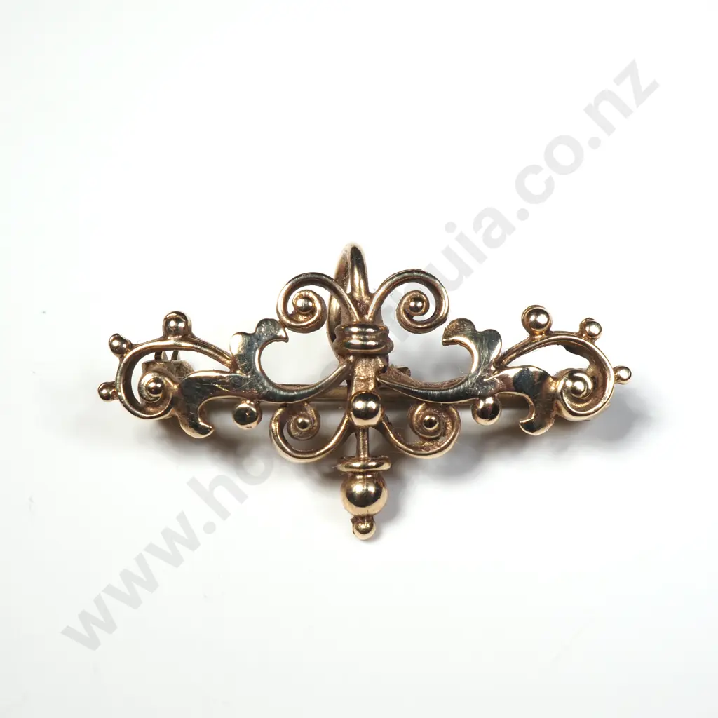 Antique 9ct Gold Brooch Hanger in Period Box Image 1++