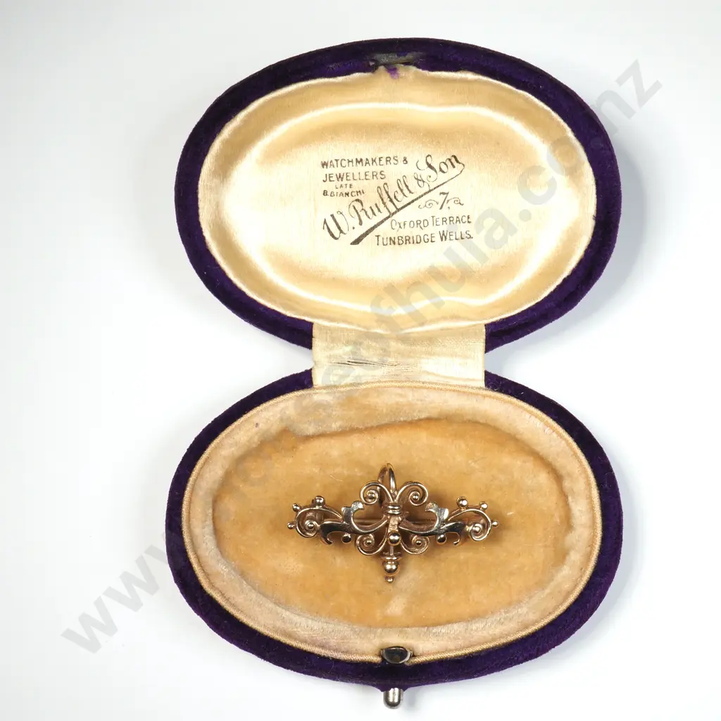 Antique 9ct Gold Brooch Hanger in Period Box Image 1++