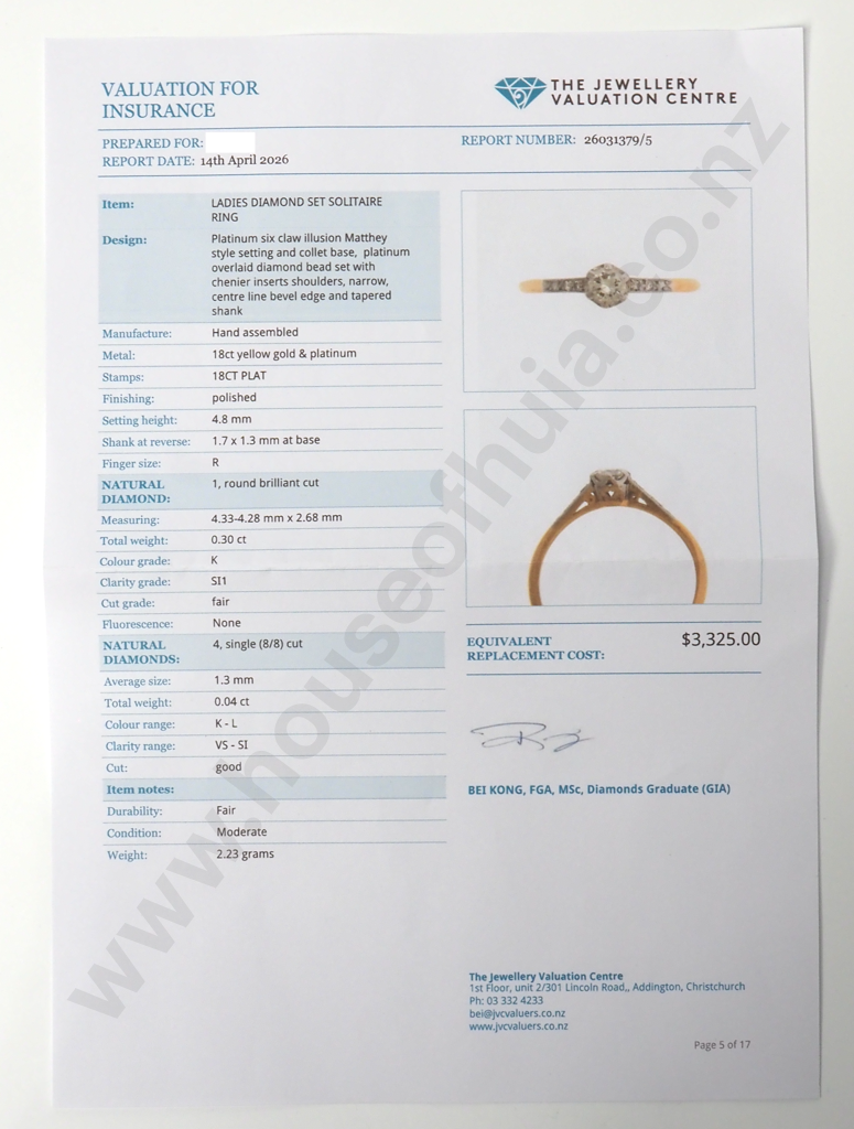 Vintage 18ct Gold Diamond Ring w Valuation for $3,325.00 Image 1++
