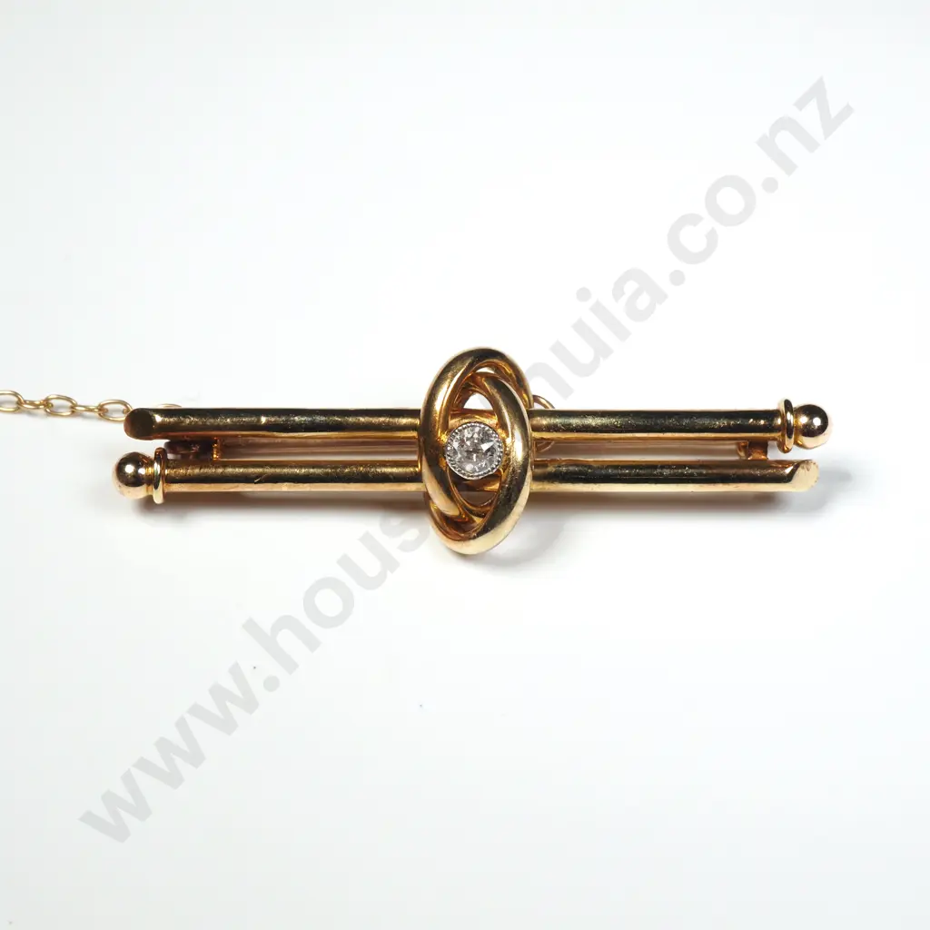 Antique 15ct Gold Diamond Double Bar Brooch Image 1++