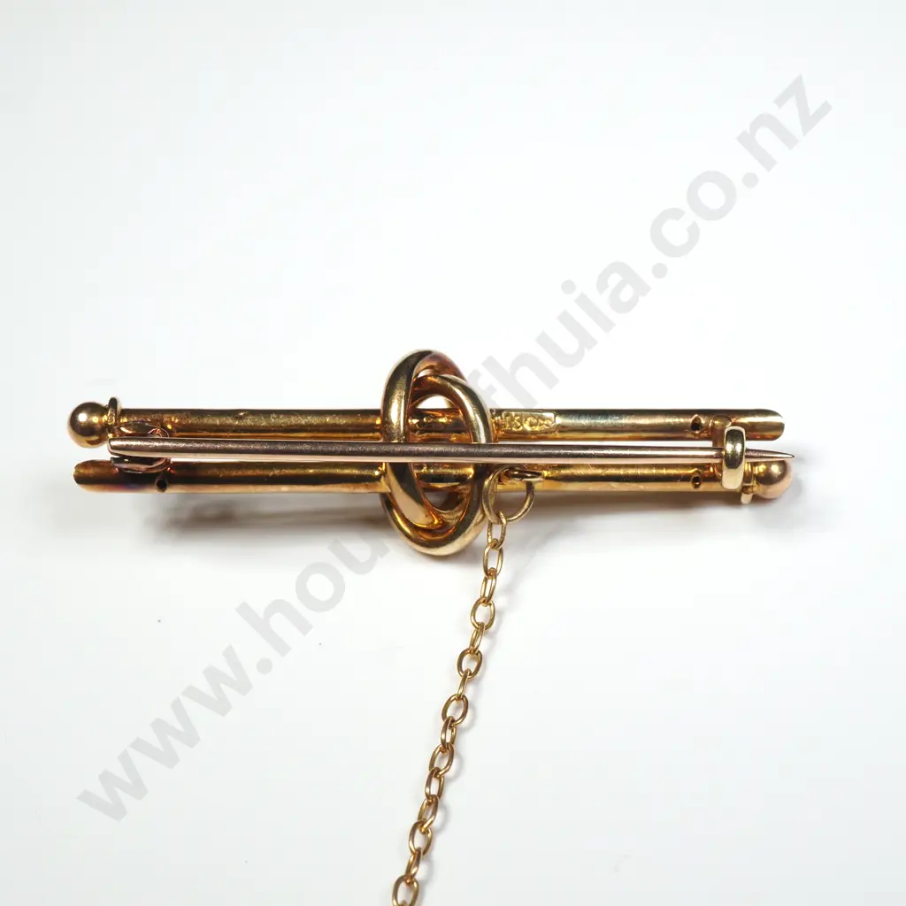 Antique 15ct Gold Diamond Double Bar Brooch Image 1++