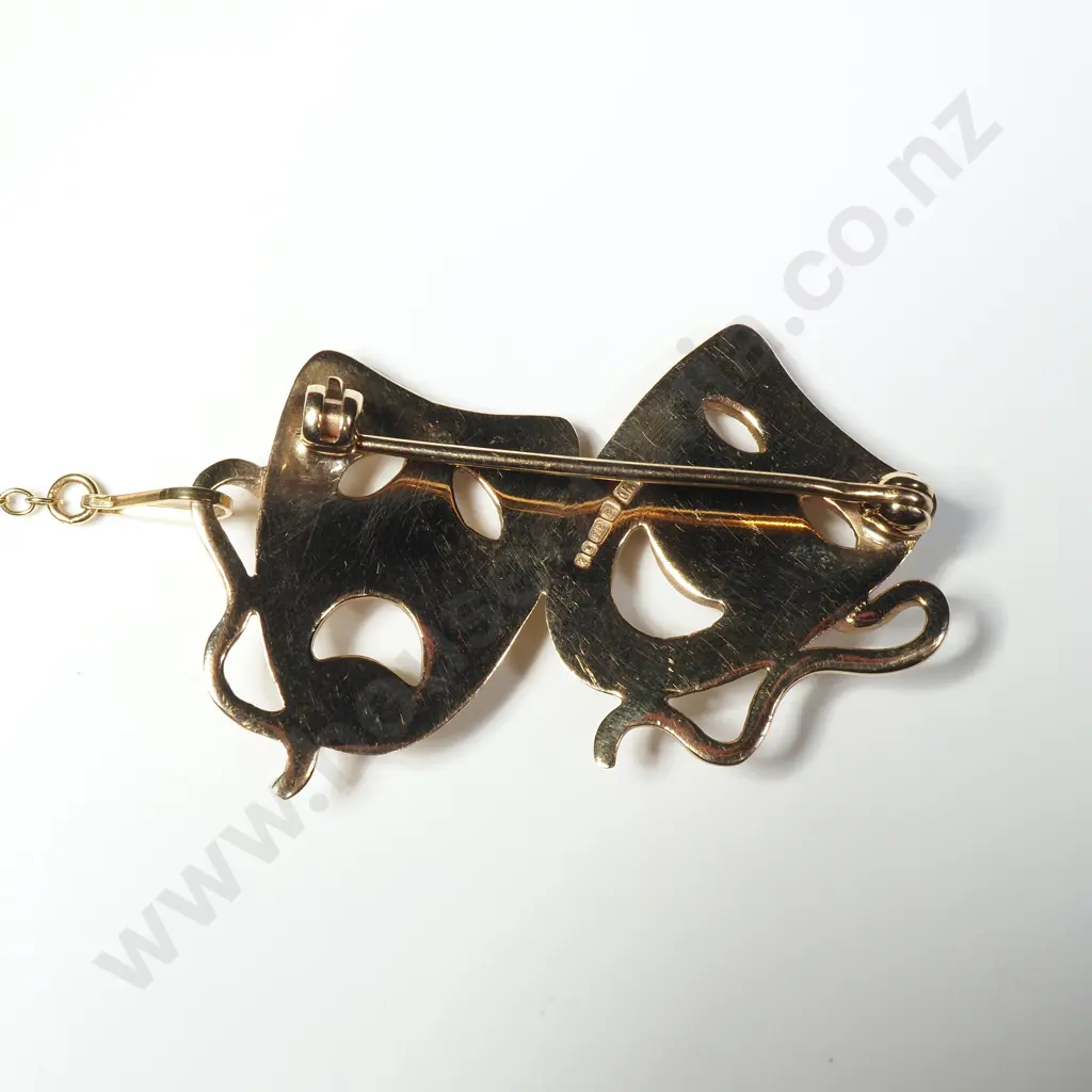 9ct Gold Jester Brooch w English Hallmarks Image 1++