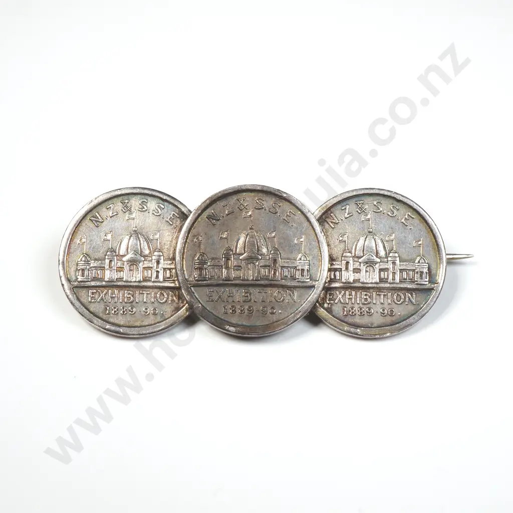 1889 New Zealand & South Seas Exhibition Silver Brooch Image 1++