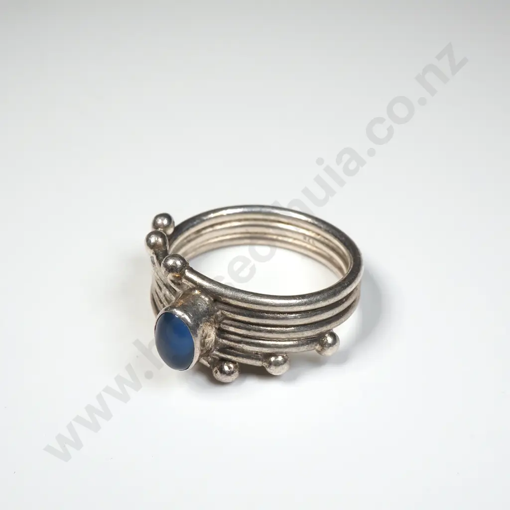 Sterling Silver Blue Stone Ring Image 1++