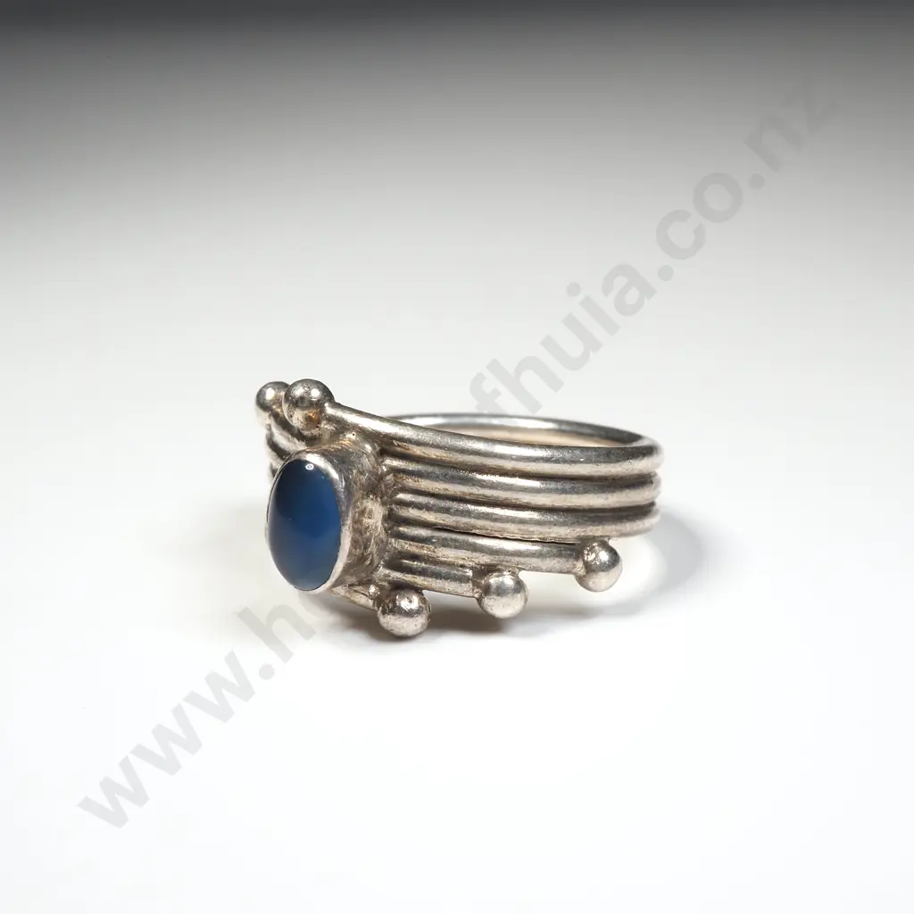 Sterling Silver Blue Stone Ring Image 1++
