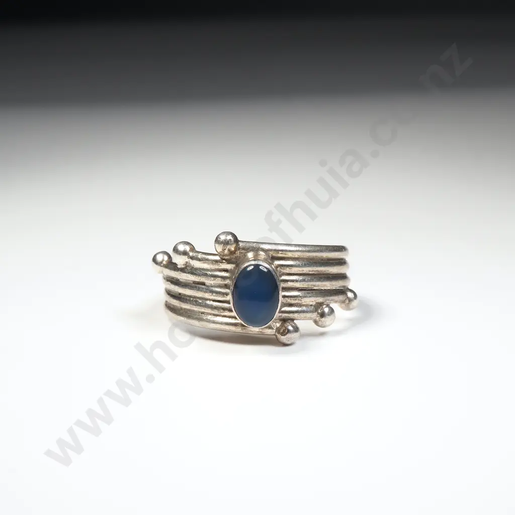 Sterling Silver Blue Stone Ring Image 1++