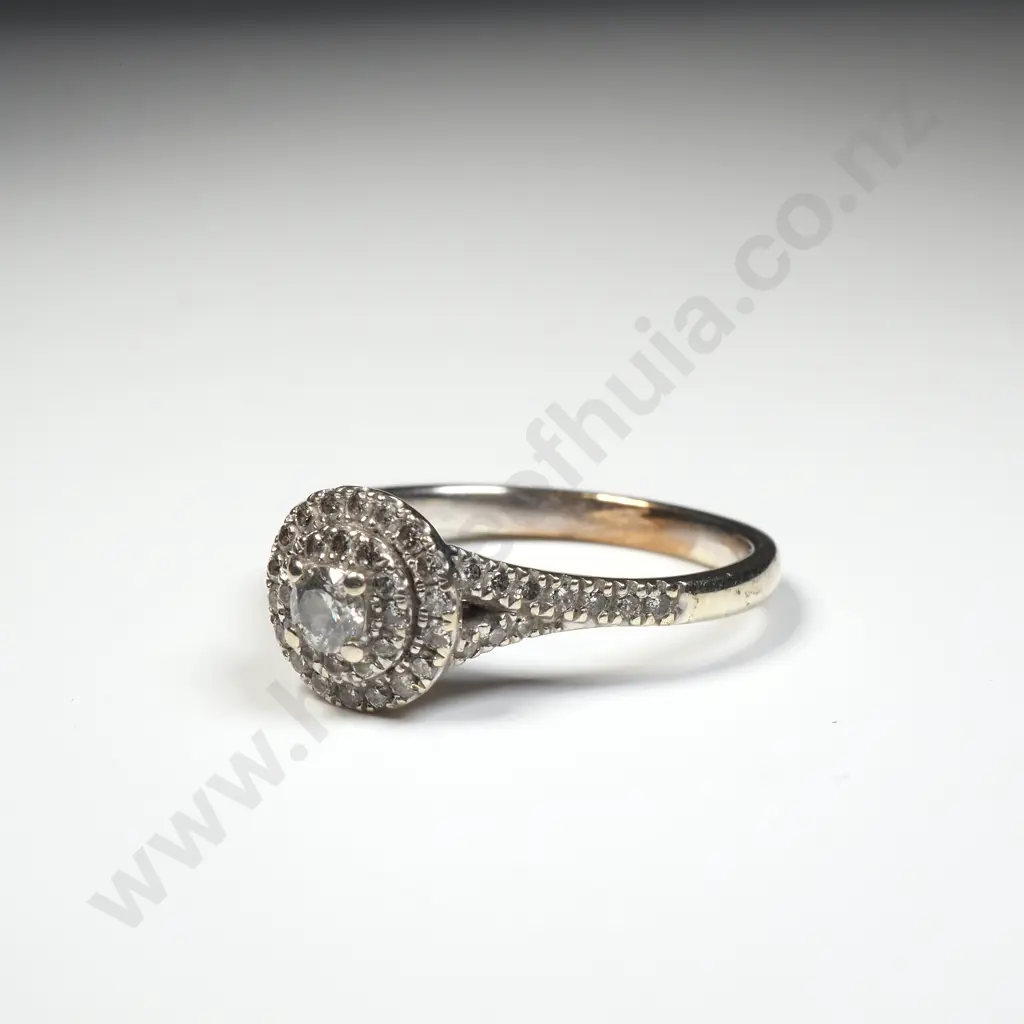 10ct White Gold Diamond Cluster Ring Image 1++