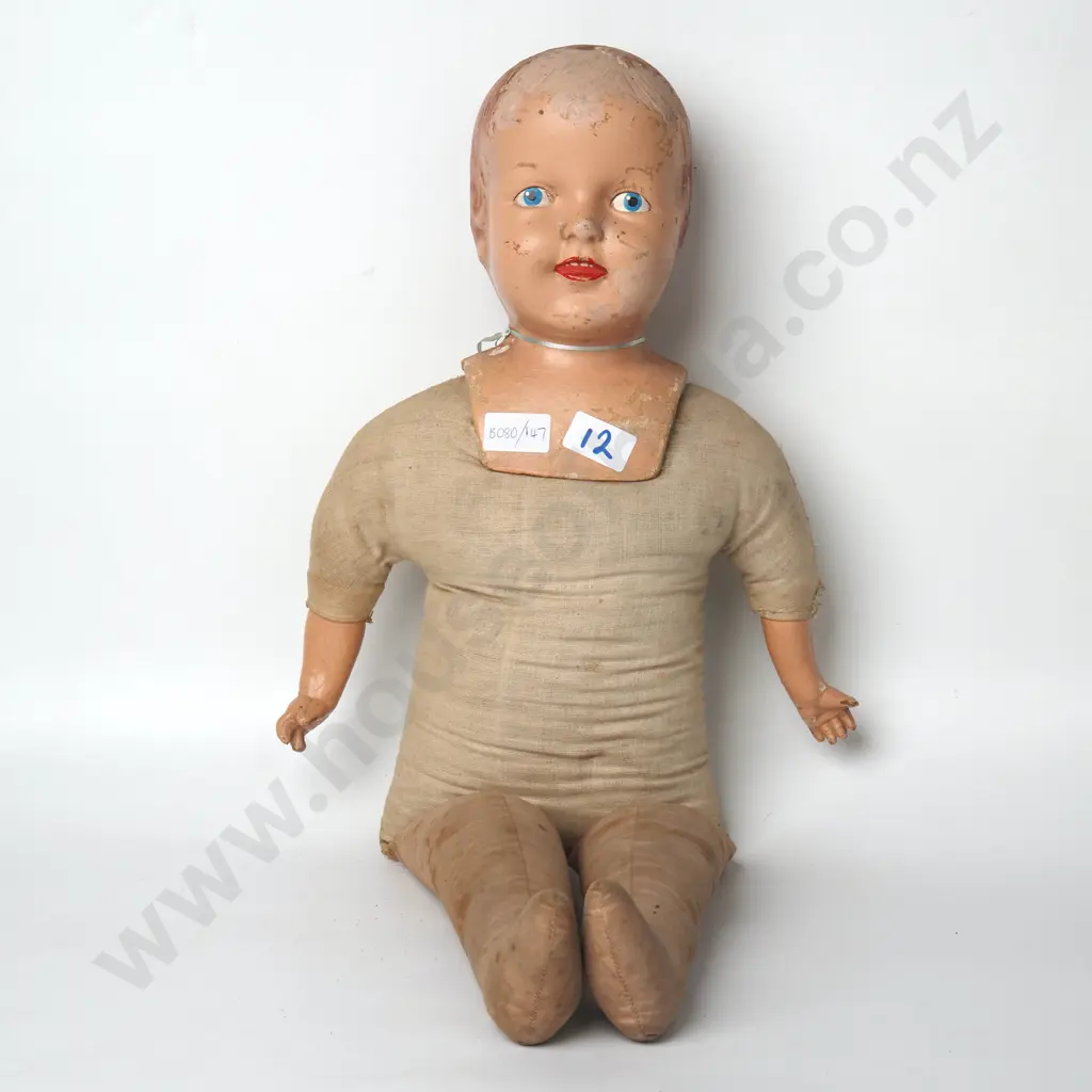 Vintage Composite Head & Arms, Cloth-Bodied Doll, Made in New Zealand by PP Image 1++