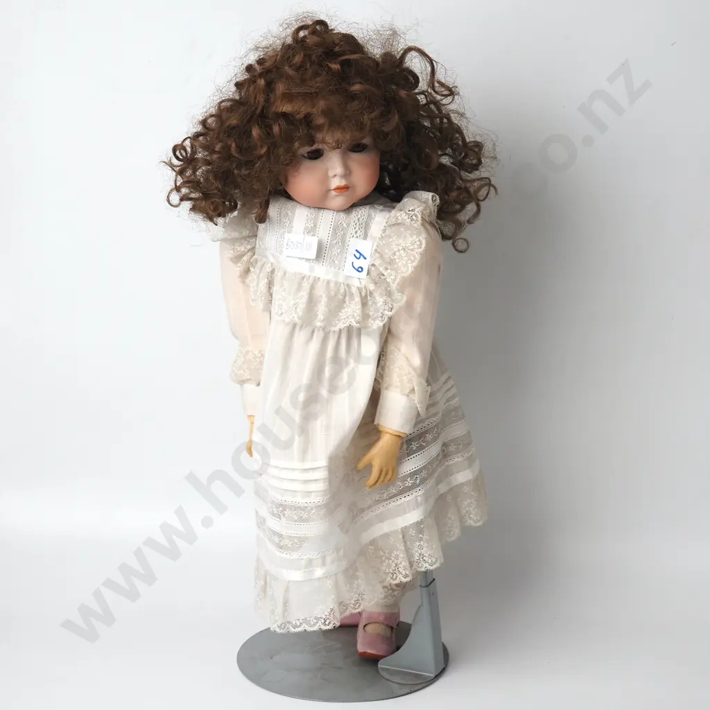 Vintage Simon & Halbig Doll w Bisque Head & Composite Body w Stand Image 1++