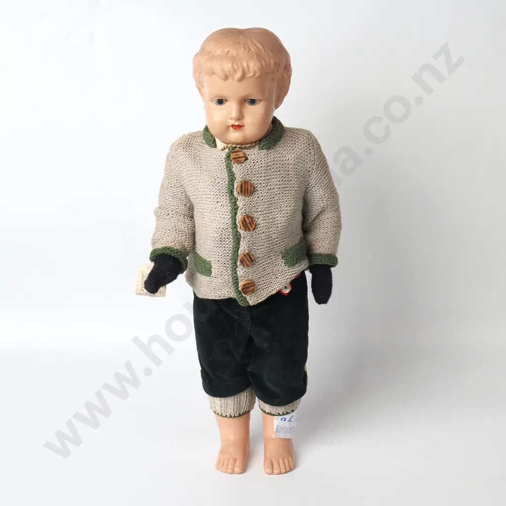 Vintage Hard-Plastic Boy Doll - Made in Germany Image 1++