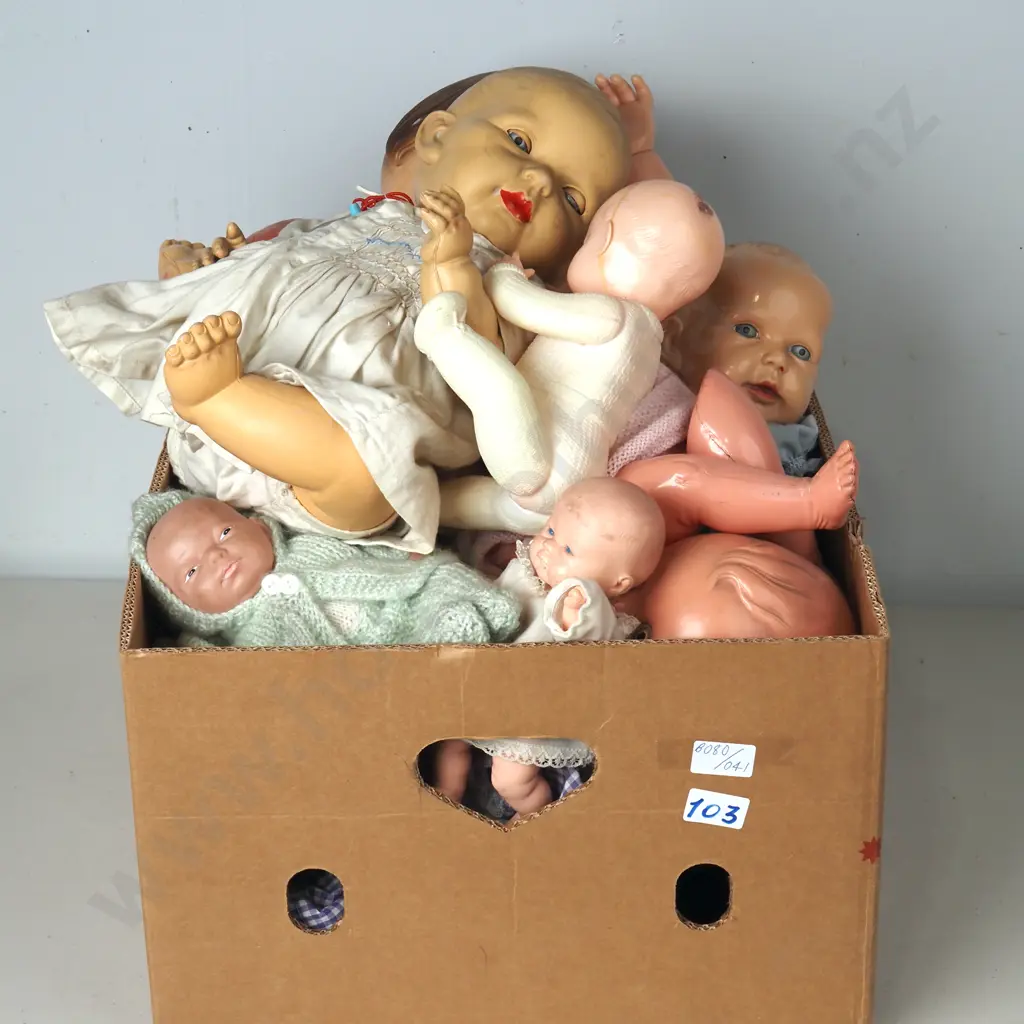 Large Box of Assorted Dolls Image 1++