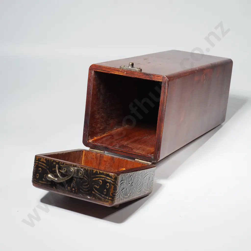 Wooden Wine Box w Brass Hardware Image 1++
