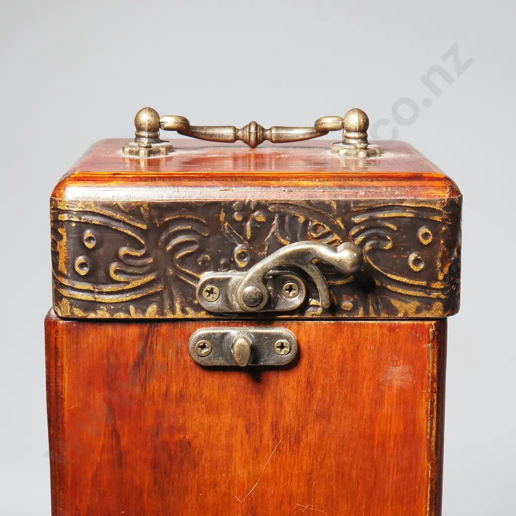 Wooden Wine Box w Brass Hardware Image 1++