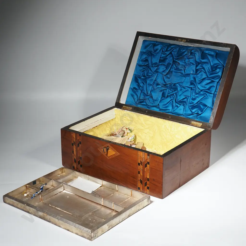 Victorian Mahogany Inlay Inlaid Two Tier Writing Box A/F Image 1++