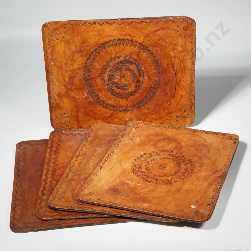 Seven Tooled Leather Dinner Plate Place Mats Image 1++