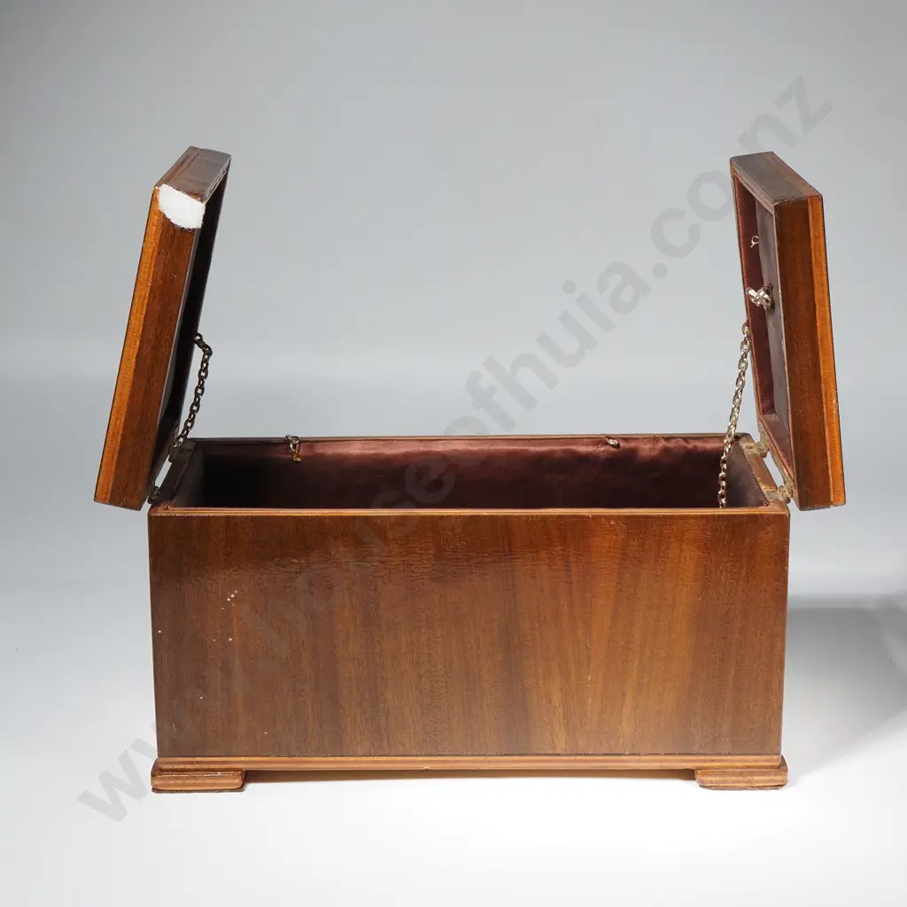 Vintage Wooden Deco Style Jewellery Box w Two Top Opening Lids Image 1++
