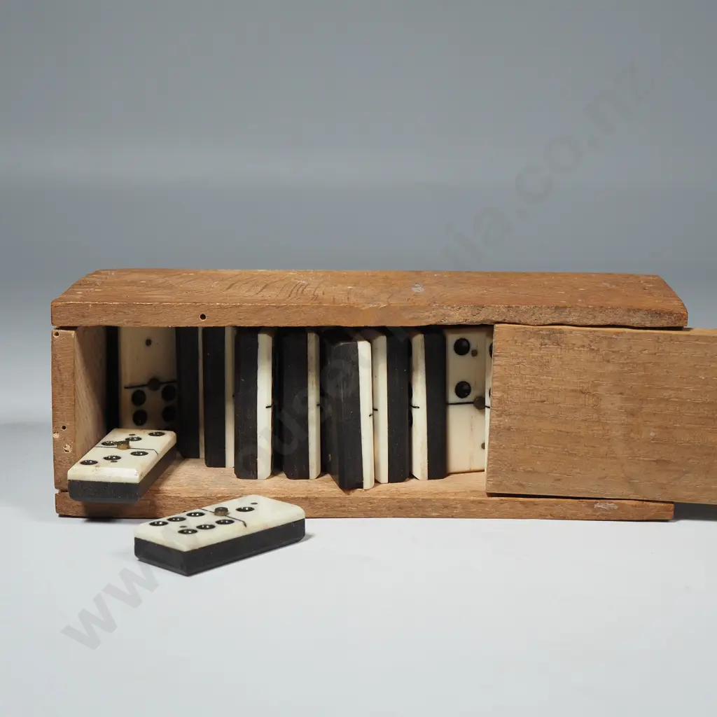 Wooden Box of Wooden Dominoes Image 1++