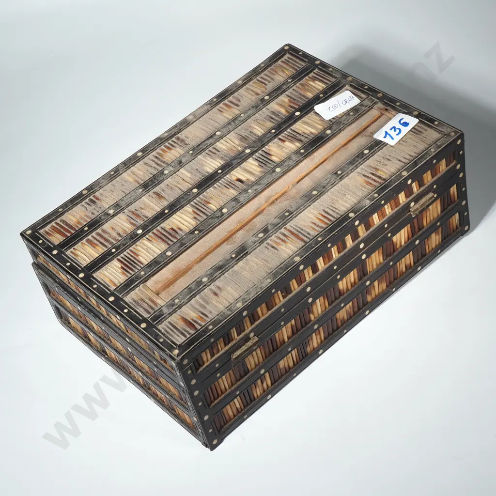 Porcupine/Pearl Box Inset w Bone w Interior Compartments A/F Image 1++