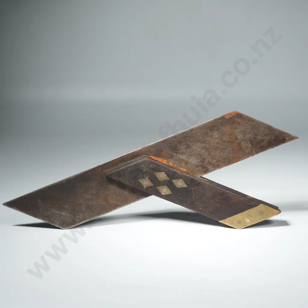 Vintage Brass & Wood Mitre Square Image 1++
