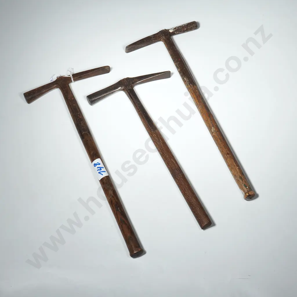 Three Vintage Strapped Or Tack Hammers Image 1++