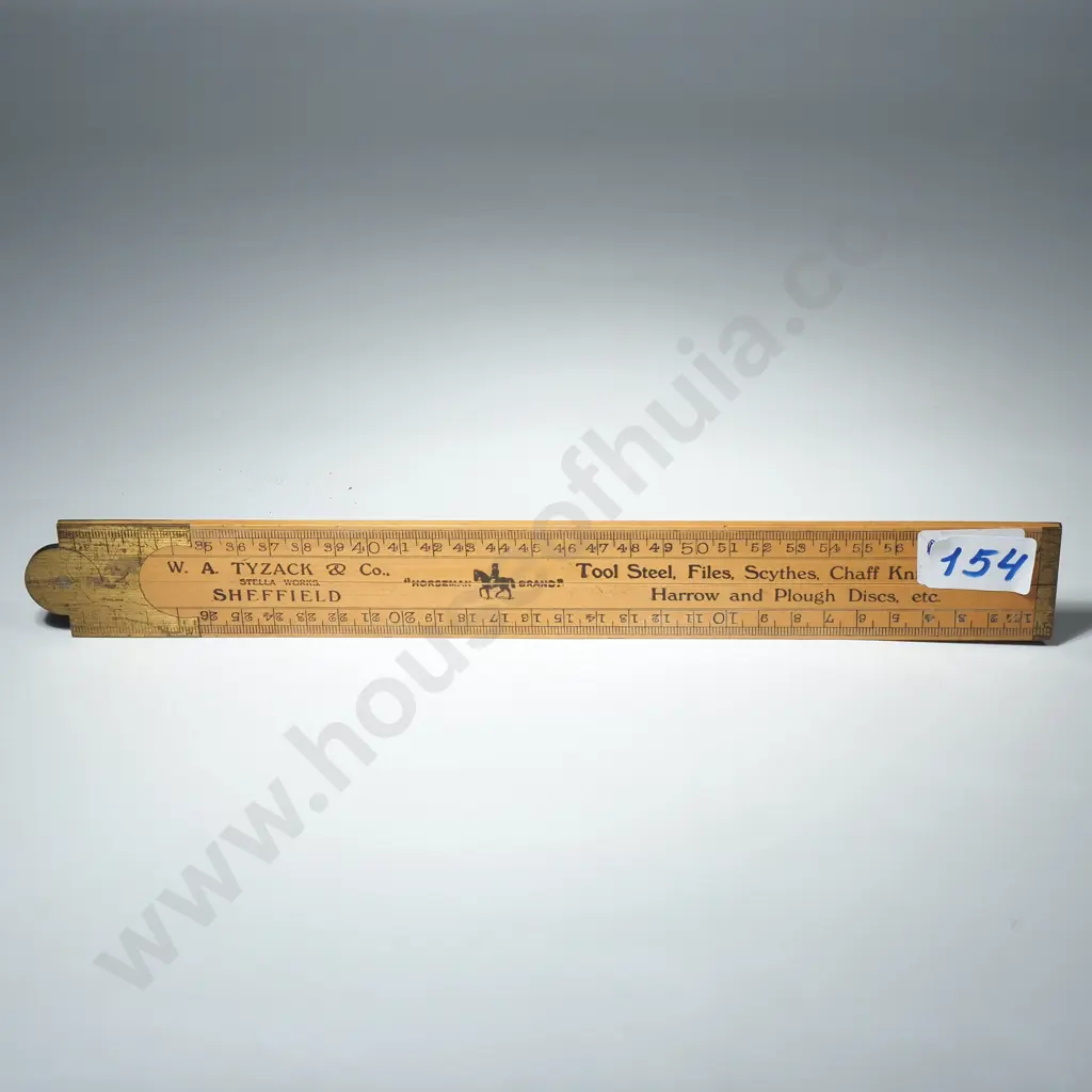 Vintage W A Tyzack & Co Boxwood & Brass Folding Ruler Image 1++