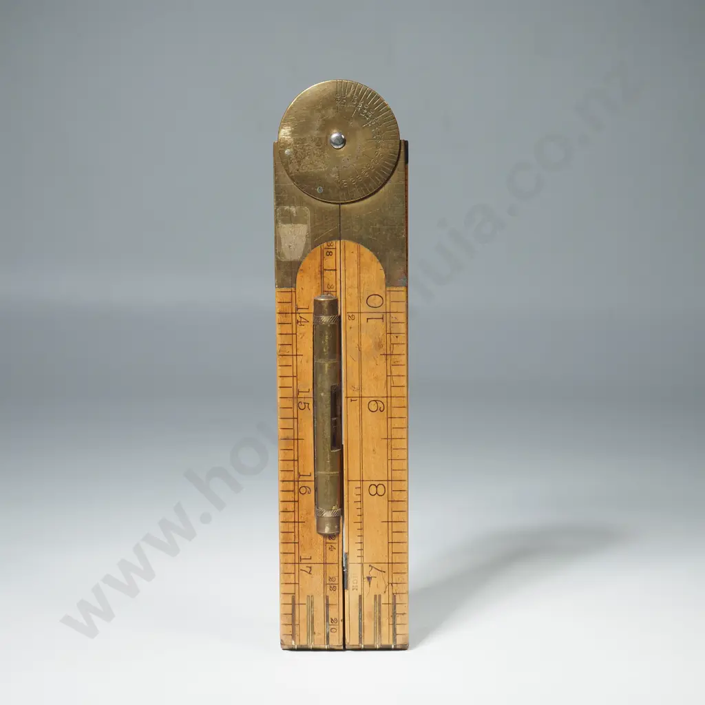 Vintage Wailes, Dove & Co Patent "Bitumastic" Boxwood & Brass Folding 24"Ruler w Protractor & Spirit Level Image 1++