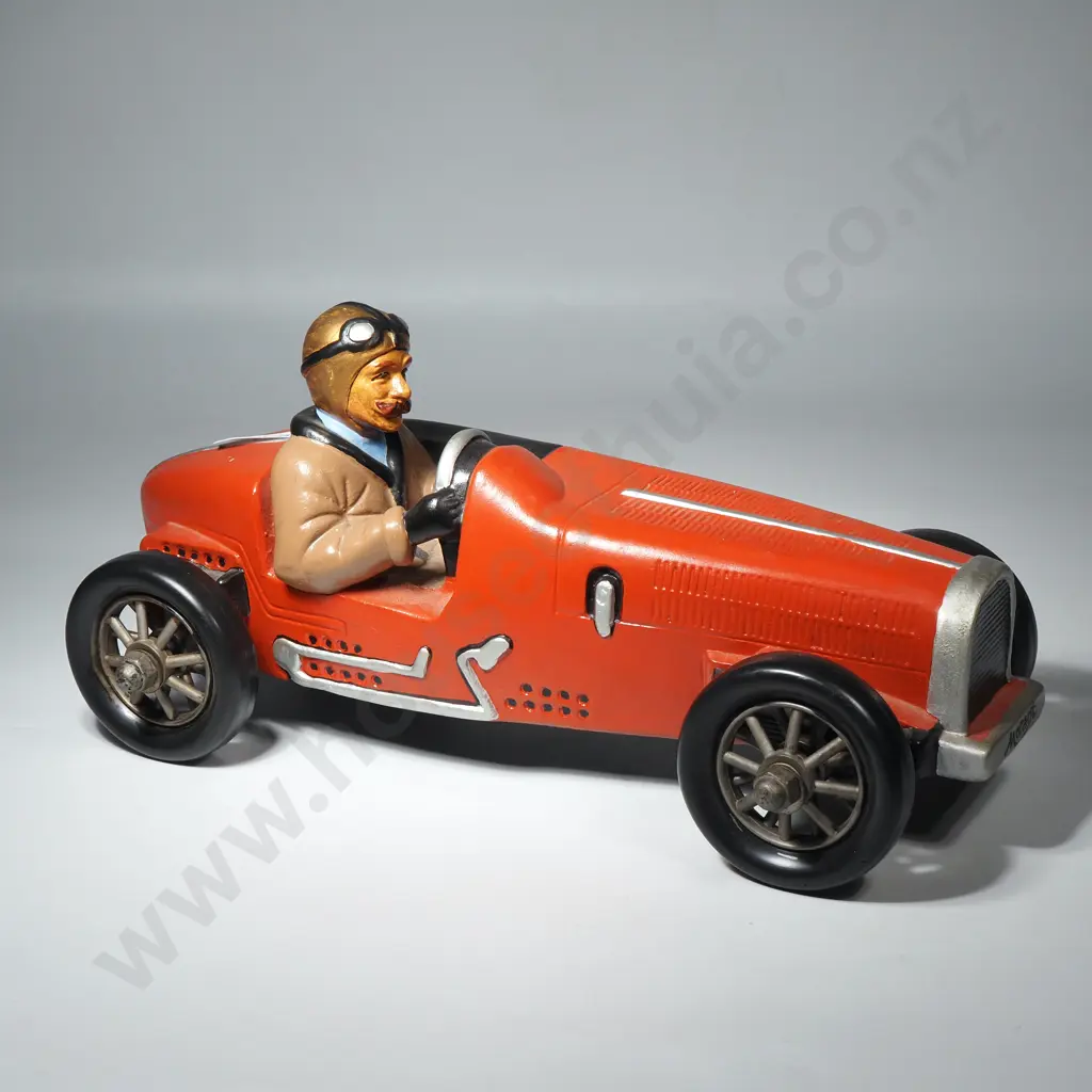 Model Red Metal Racing Car & Driver w Number Plate "Morant " Image 1++