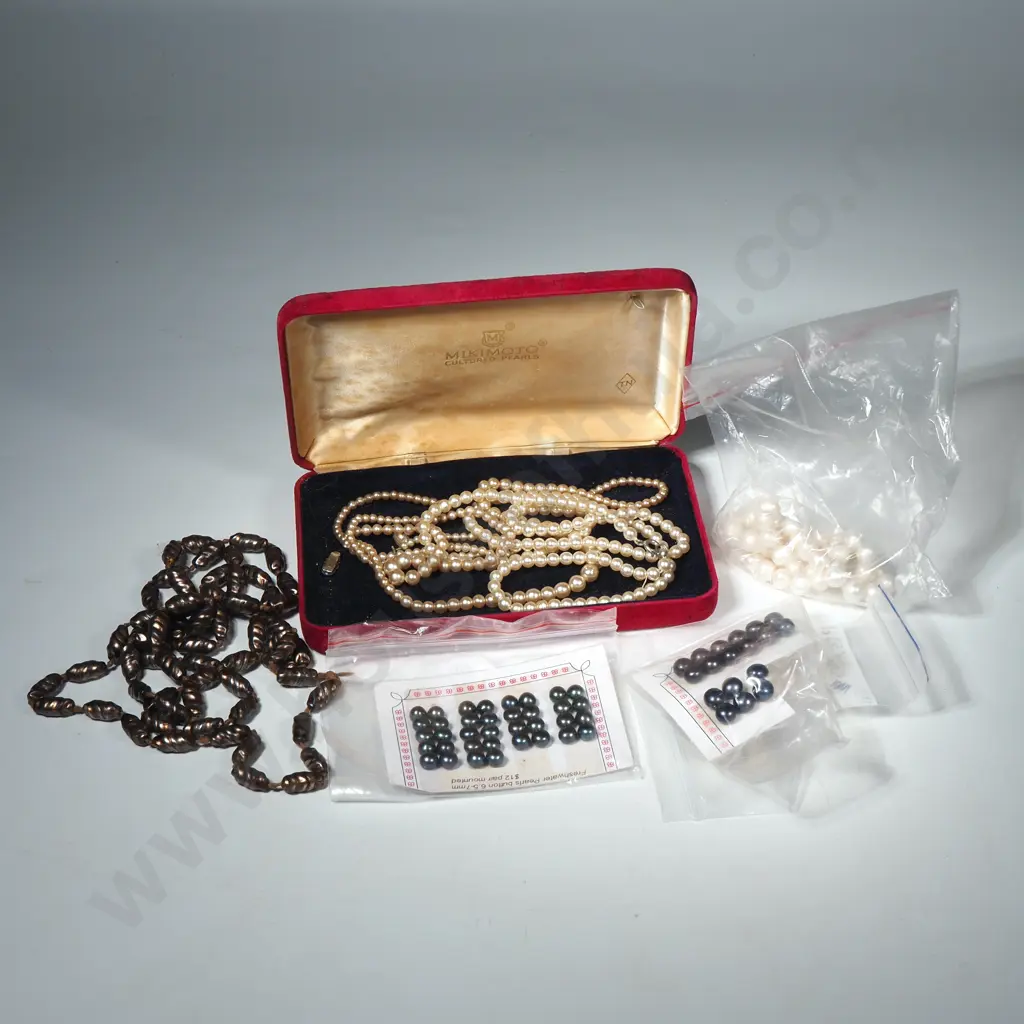 Two Strands of Faux Pearl Earrings, Pearl Drop Earrings, Strand of Pearls (minus Clasp) & Freshwater Pearl Buttons Image 1++