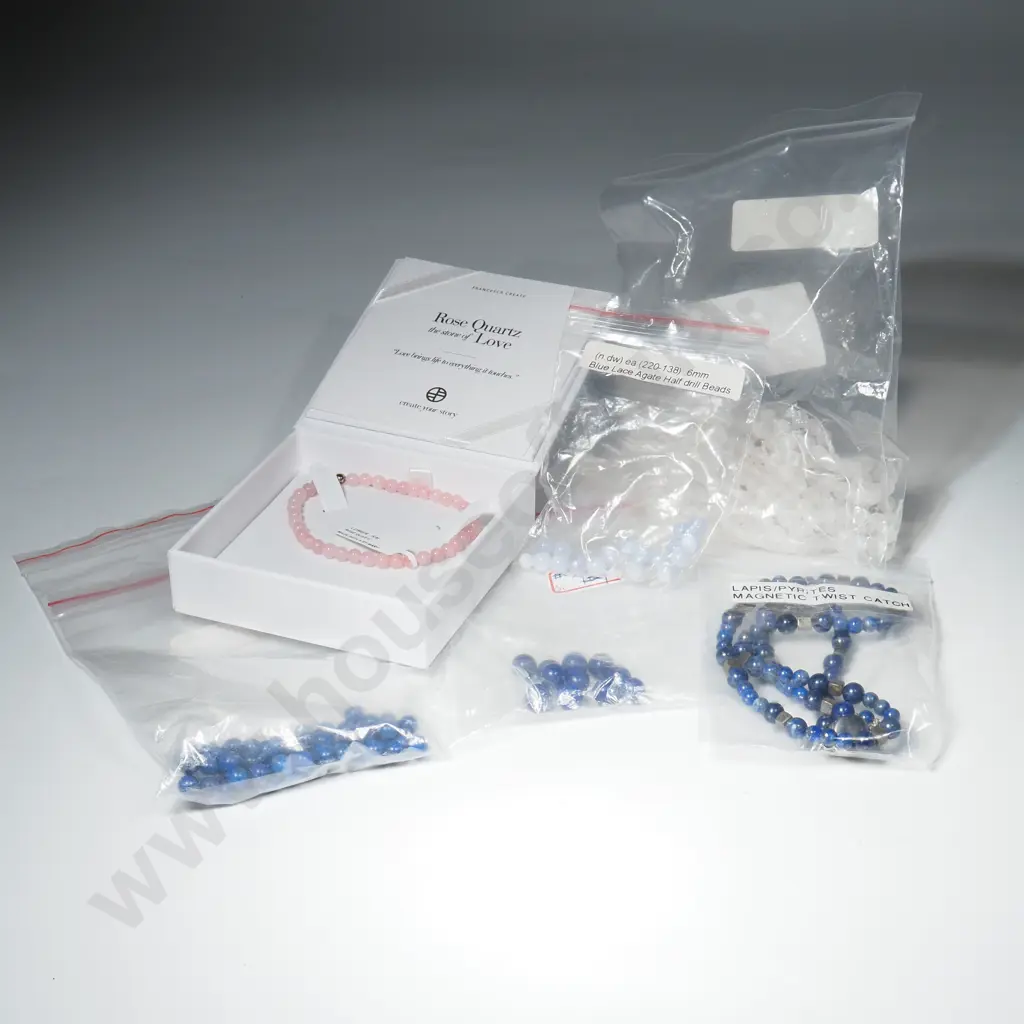 Collection of Loose Beads, Strands & Bracelets & a Boxed Francesca Rose Quartz Bead Bracelet Image 1++