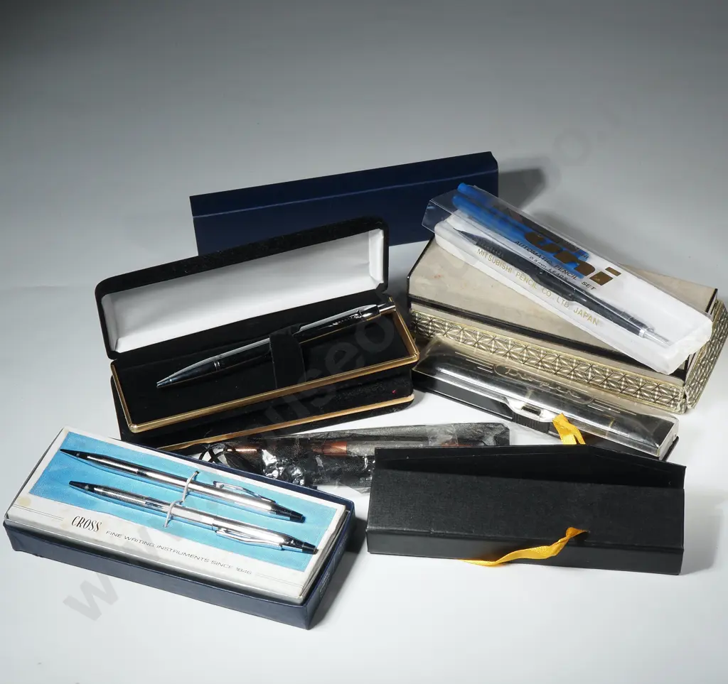 Vintage Boxed Fountain Pen & Ball Point Pen. Platingnum, Cross Pentel Image 1++