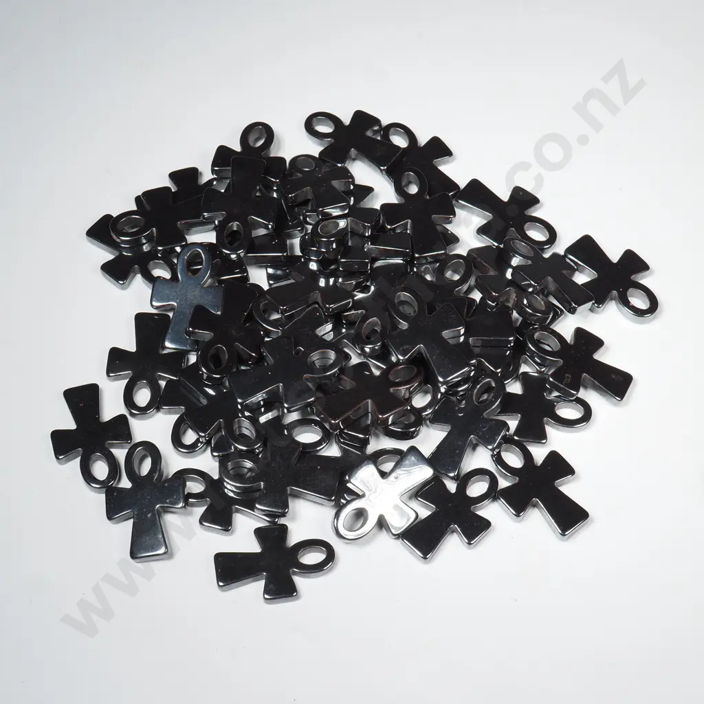 Quantity of Hematite Ankh Cross Shaped Cross Pendants Image 1++