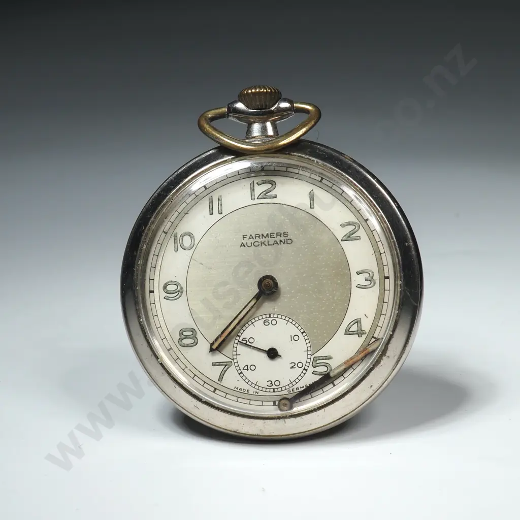 Art Deco Style Half Hunter Pocket Watch Retailed By Farmers Auckland  Image 1++