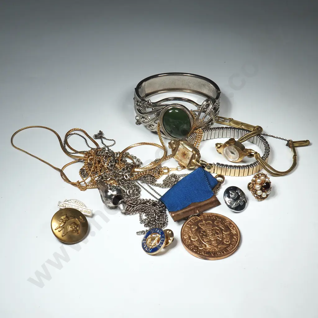 Two Vintage Watches & Costume Jewellery Image 1++