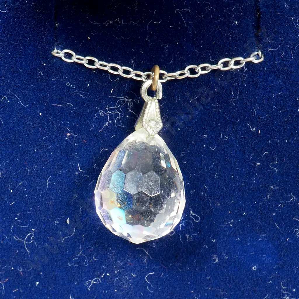 Charles Rennie Mackintosh Necklace w Facetted Clear Pendant Image 1++