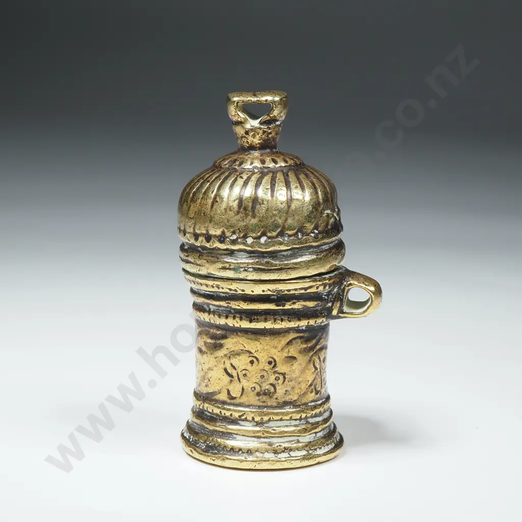Vintage Brass Lime Paste Container for Storing Slaked Lime Paste Image 1++