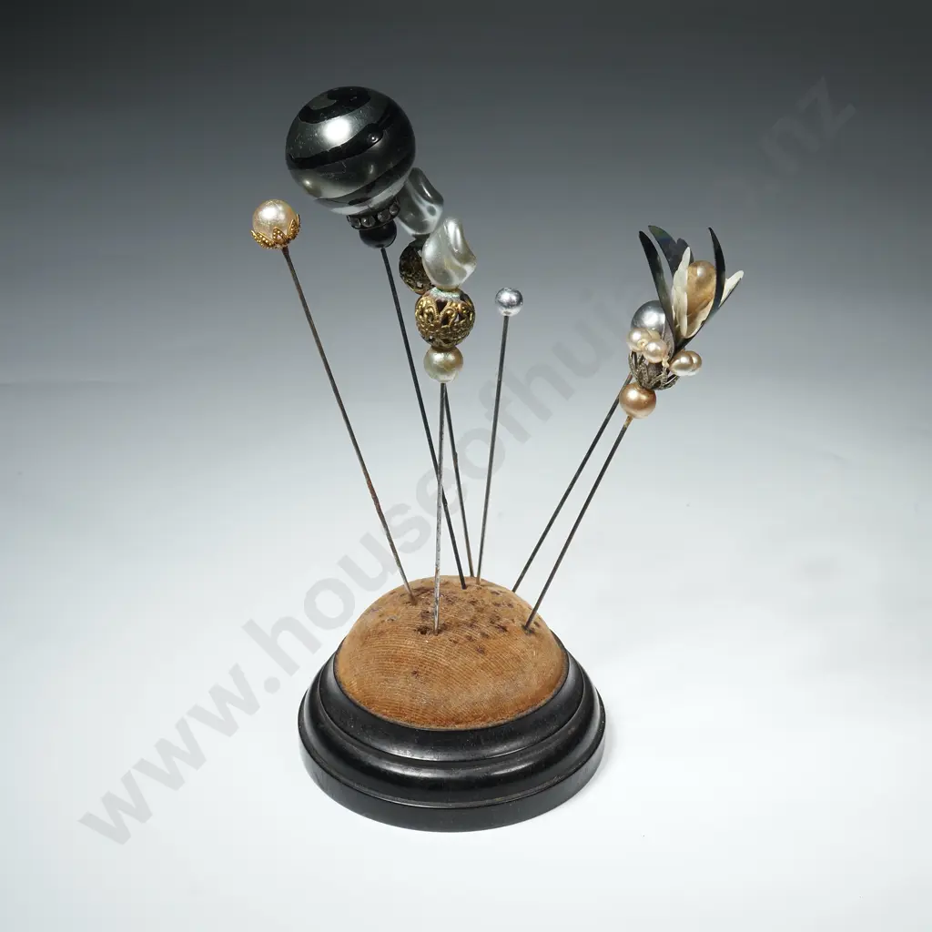 Hat PIn Holder w Bakelite Base & Seven Hatpins Image 1++