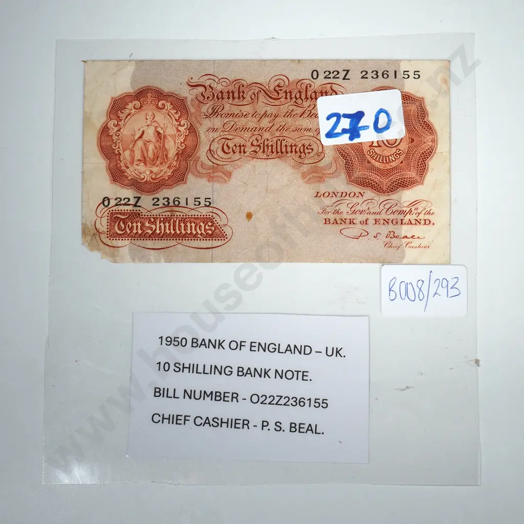1950 Bank of England - 10 Shilling Note Image 1++