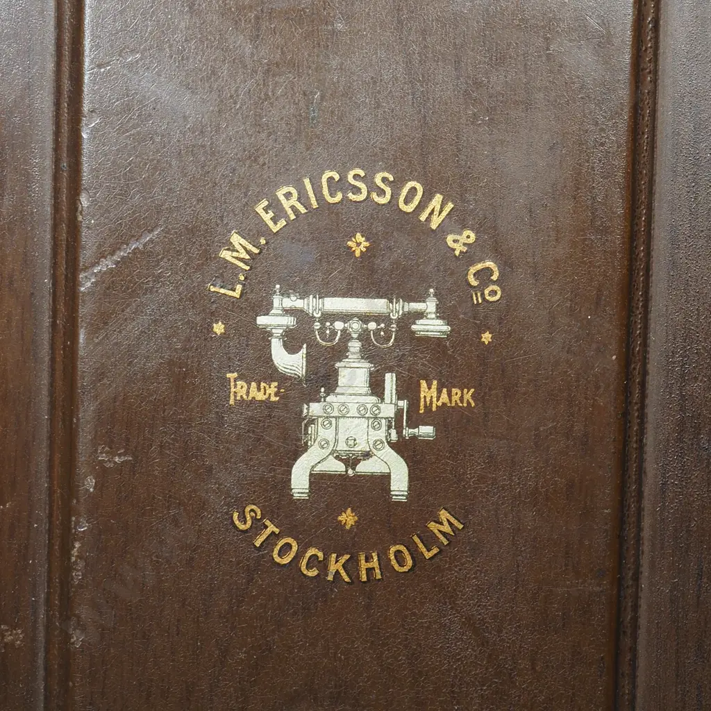 Ericsson  Wall Telephone with an Oak Case, w Two Bells & Having a Crank Mechanism Image 1++