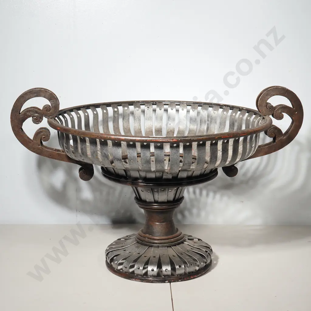 Wrought Iron Strap Garden Urn With  Handles Image 1++