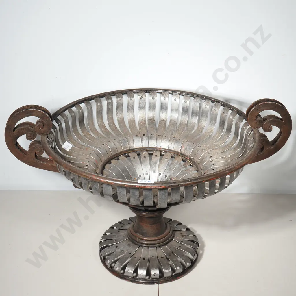 Wrought Iron Strap Garden Urn With  Handles Image 1++